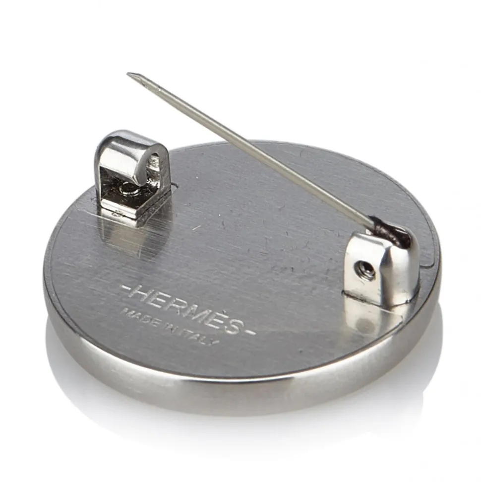 Hermès Vintage - Liverpool Brooch - White Multi - Silk and Metal Brooch - Luxury High Quality - Avvenice