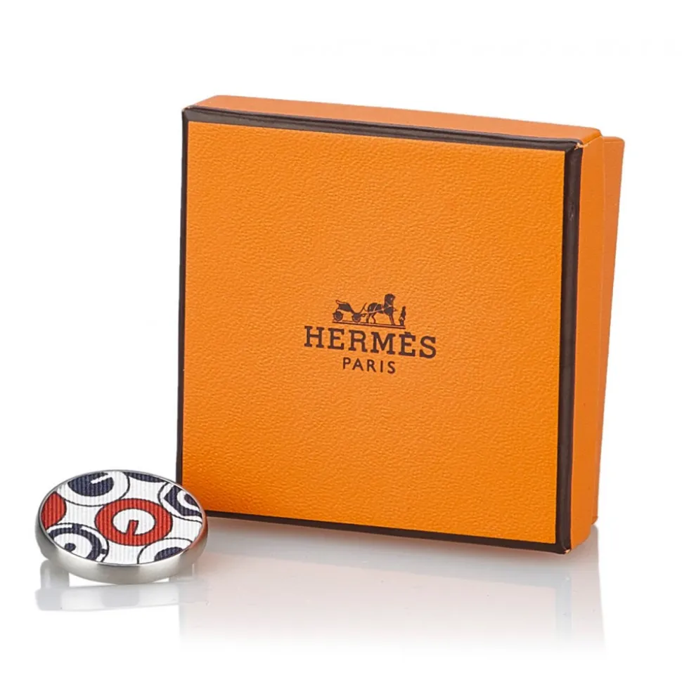 Hermès Vintage - Liverpool Brooch - White Multi - Silk and Metal Brooch - Luxury High Quality - Avvenice