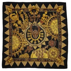 Hermès Vintage - Lor Des Chefs Silk Scarf - Black Multi - Silk Foulard - Luxury High Quality - Avvenice