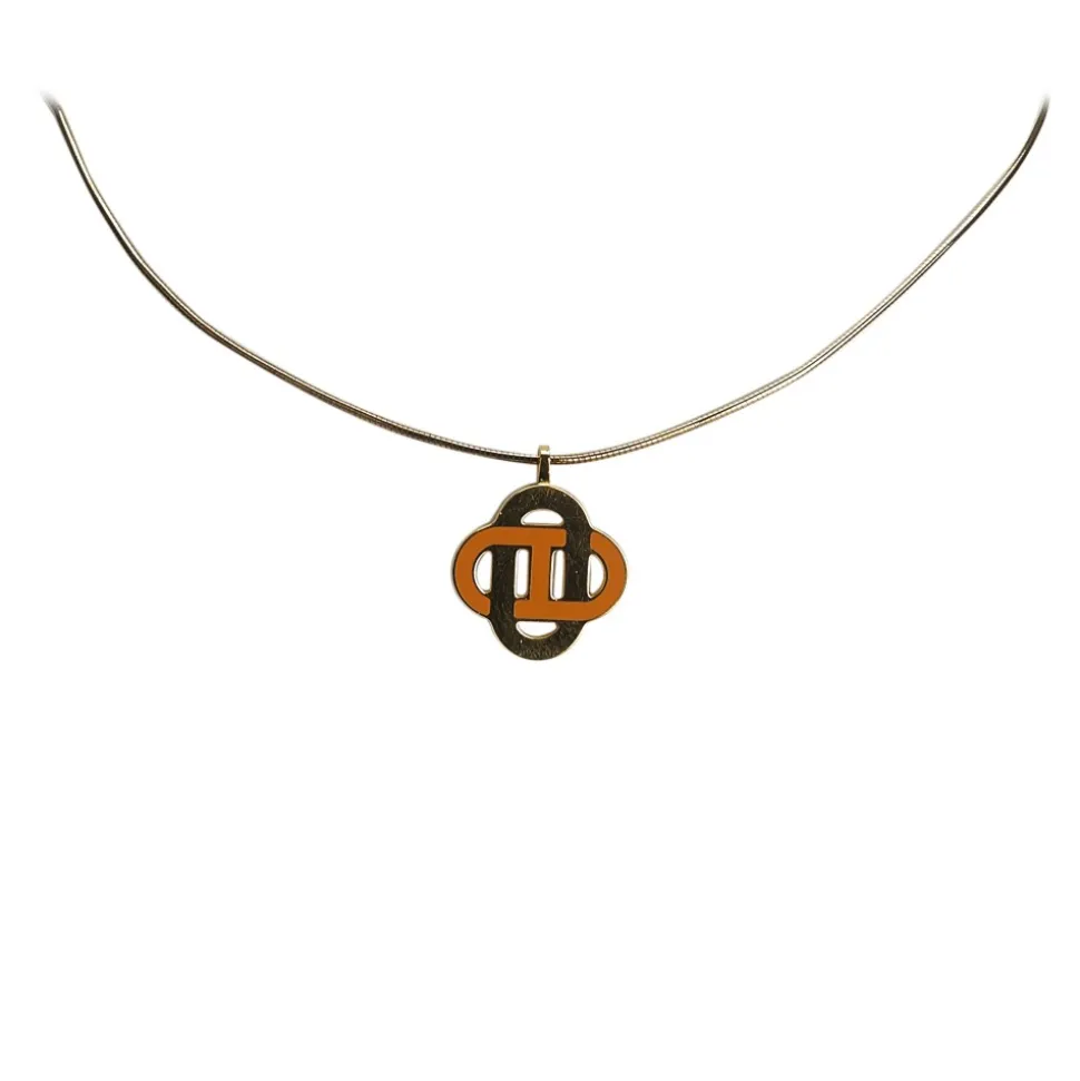 Hermès Vintage - Metal Isatis Pendant Necklace - Gold Orange - Hermès Necklace - Luxury High Quality - Avvenice