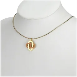 Hermès Vintage - Metal Isatis Pendant Necklace - Gold Orange - Hermès Necklace - Luxury High Quality - Avvenice