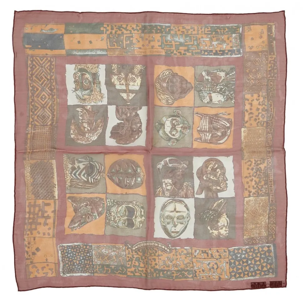 Hermès Vintage - Persona Printed Silk Scarf - Red Bordeaux Multi - Silk Foulard - Luxury High Quality - Avvenice