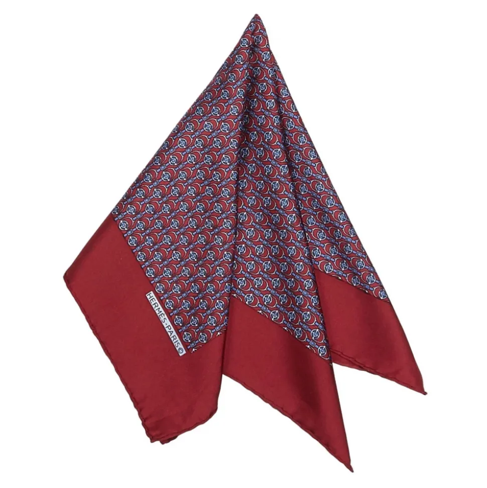 Hermès Vintage - Printed Silk Scarf - Red Bordeaux - Silk Foulard - Luxury High Quality - Avvenice