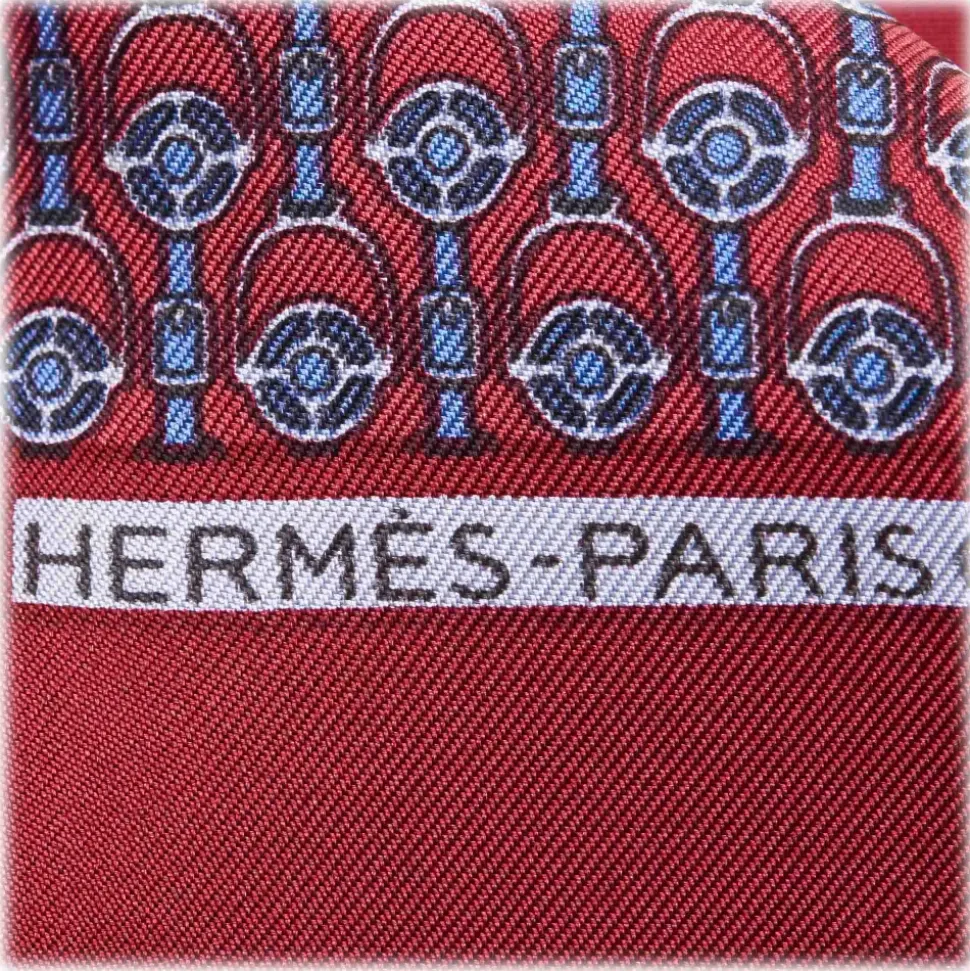 Hermès Vintage - Printed Silk Scarf - Red Bordeaux - Silk Foulard - Luxury High Quality - Avvenice