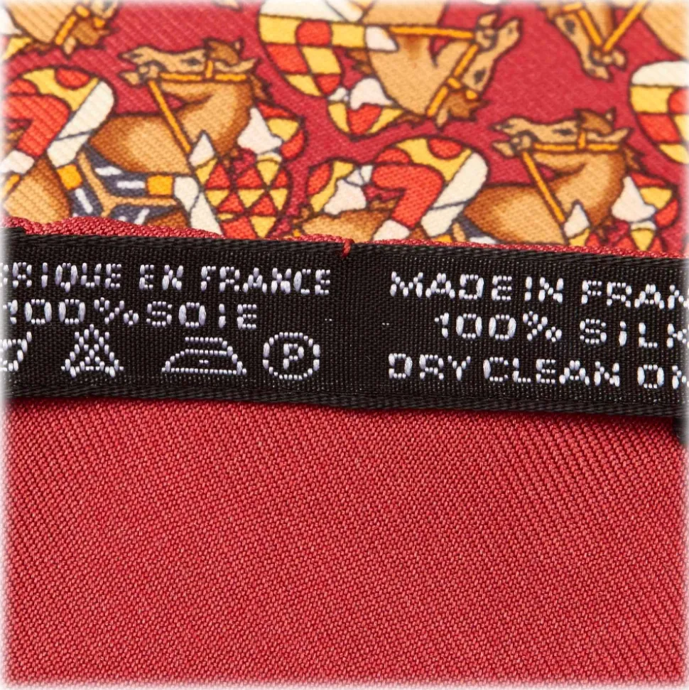 Hermès Vintage - Printed Silk Scarf - Red Bordeaux Multi - Silk Foulard - Luxury High Quality - Avvenice