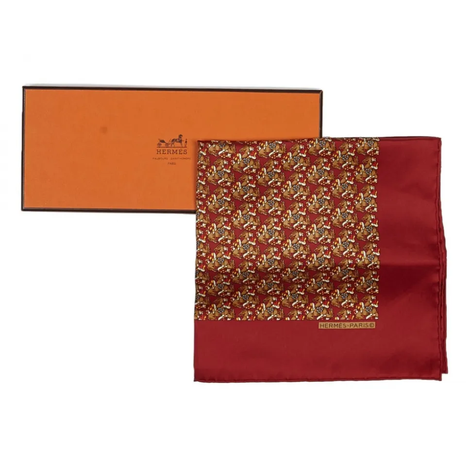 Hermès Vintage - Printed Silk Scarf - Red Bordeaux Multi - Silk Foulard - Luxury High Quality - Avvenice
