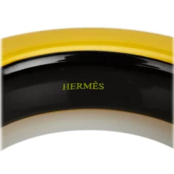 Hermès Vintage - Resin Bangle - Yellow Black - Resin Bracelet - Luxury High Quality - Avvenice