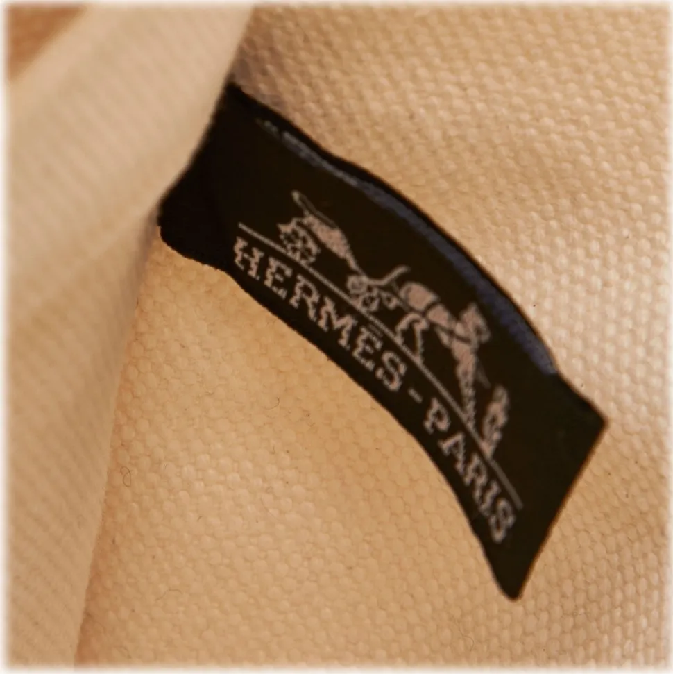 Hermès Vintage - Sac Deauville PM Tote Bag - White Light Green - Canvas Handbag - Luxury High Quality - Avvenice