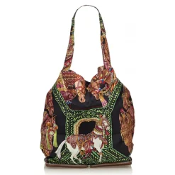 Hermès Vintage - Silky Pop Tote Bag - Brown Multi - Leather Canvas Silk Handbag - Luxury High Quality - Avvenice