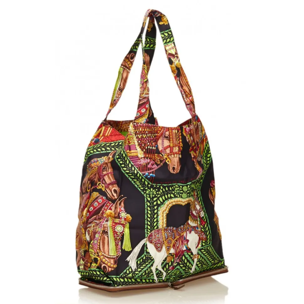 Hermès Vintage - Silky Pop Tote Bag - Brown Multi - Leather Canvas Silk Handbag - Luxury High Quality - Avvenice