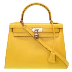 Hermès Vintage - Tadelakt Kelly 28 Bag - Yellow - Leather and Calf Handbag - Luxury High Quality - Avvenice