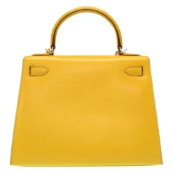 Hermès Vintage - Tadelakt Kelly 28 Bag - Yellow - Leather and Calf Handbag - Luxury High Quality - Avvenice