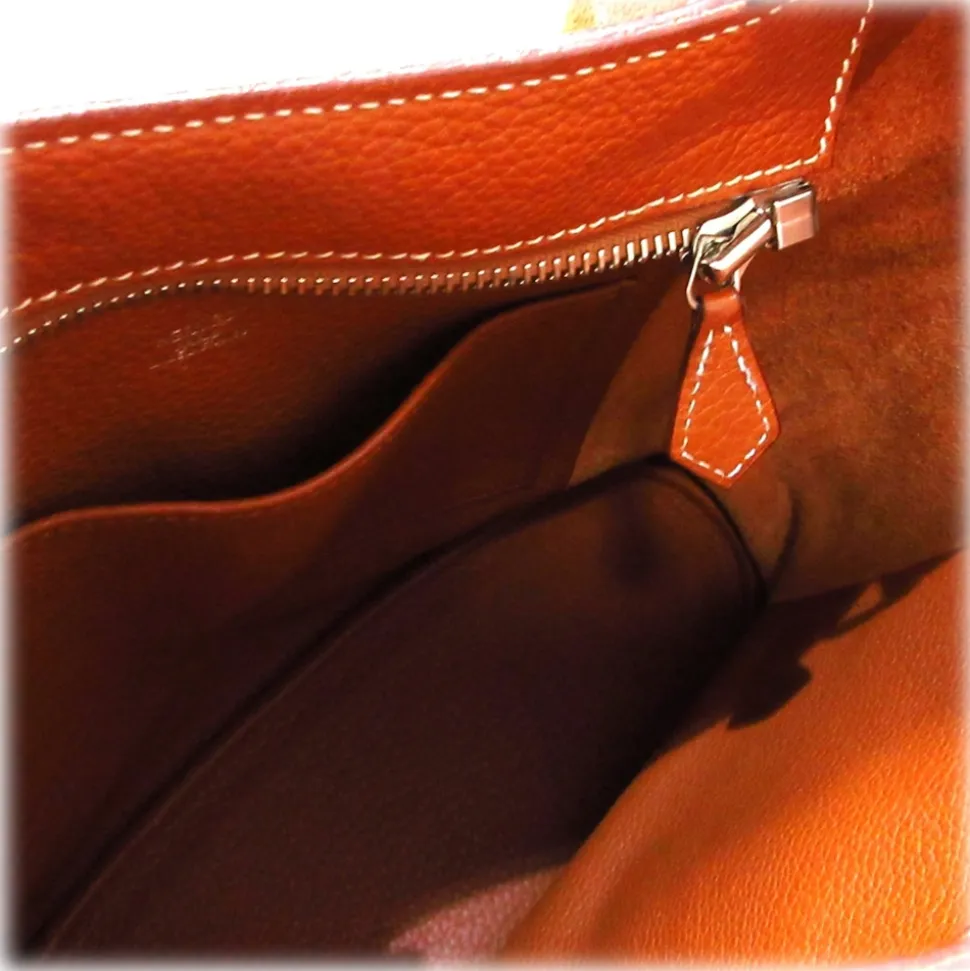 Hermès Vintage - Taurillon Clemence Sac Good News Crossbody Bag - Orange - Leather Crossbody Bag - Avvenice
