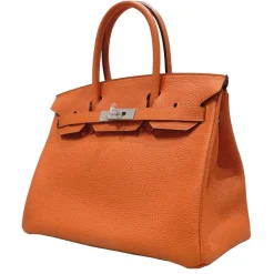 Hermès Vintage - Taurillon Clemence Birkin 30 - Orange - Leather Handbag - Avvenice