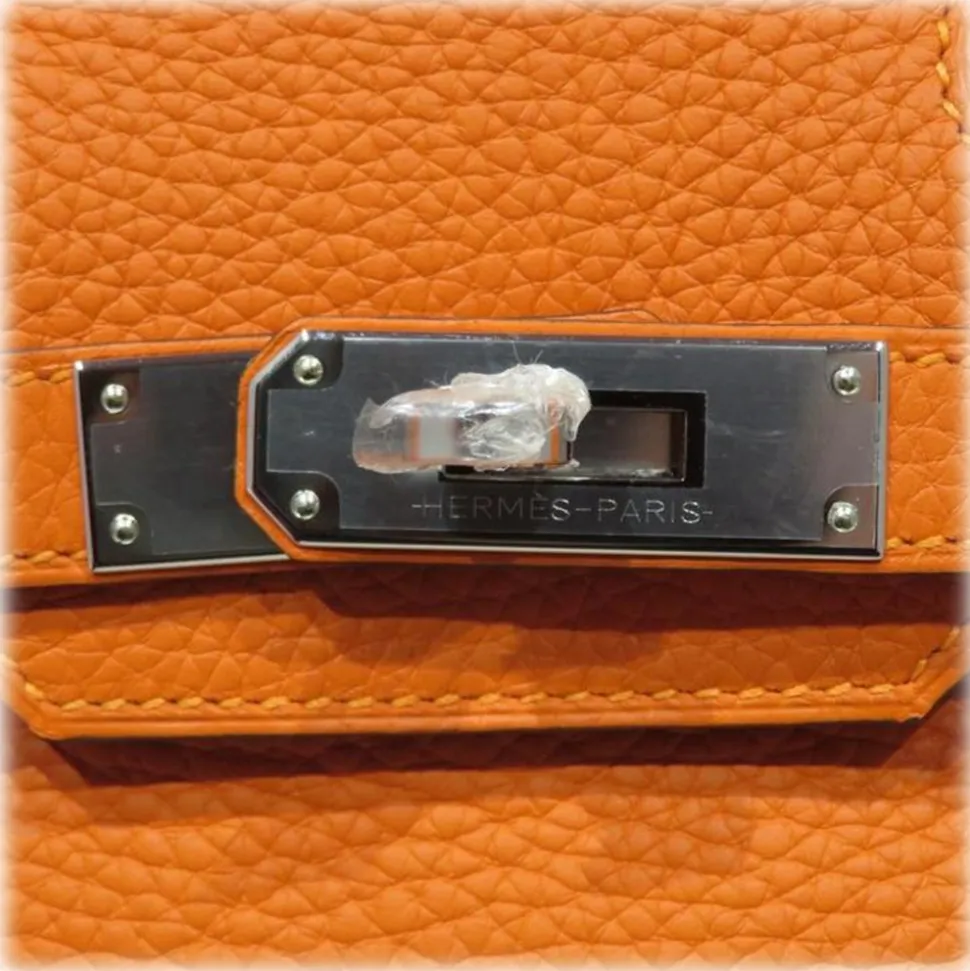 Hermès Vintage - Taurillon Clemence Birkin 30 - Orange - Leather Handbag - Avvenice