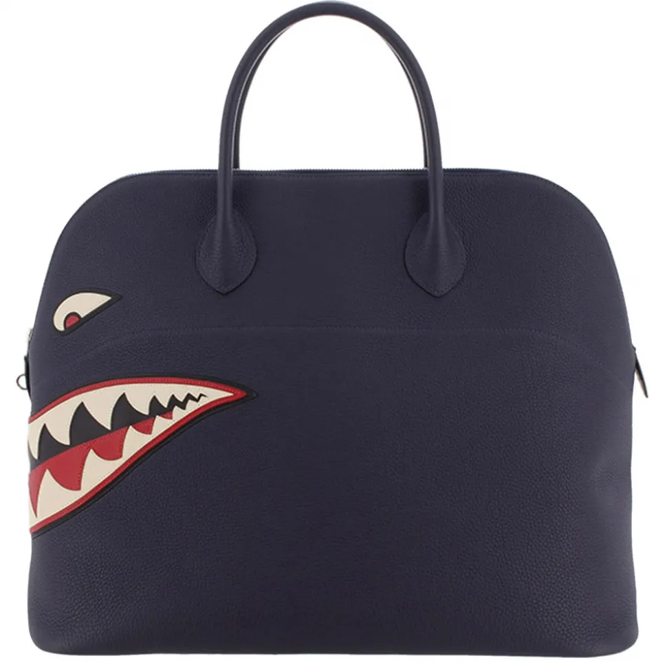 Hermès Vintage - Togo Shark Bolide 45 - Blue Navy - Leather Handbag - Avvenice
