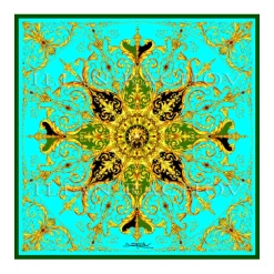 Ilian Rachov - Turquoise Rosone Silk Scarf - Baroque - Silk Foulard - Luxury High Quality - Avvenice