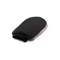 Isha Cosmetics - Exfoliating Glove in Cotton Silver Thread Black - Organic - Natural - Vegetable Exclusive Soap - Avvenice
