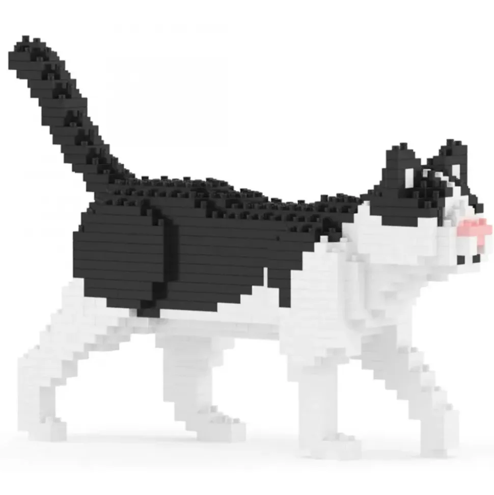 Jekca - Black and White Cat Mini 01 - Lego - Sculpture - Construction - 4D - Brick Animals - Toys - Avvenice