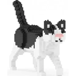 Jekca - Black and White Cat Mini 01 - Big - Lego - Sculpture - Construction - 4D - Brick Animals - Toys - Avvenice