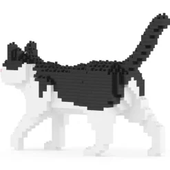 Jekca - Black and White Cat Mini 01 - Big - Lego - Sculpture - Construction - 4D - Brick Animals - Toys - Avvenice
