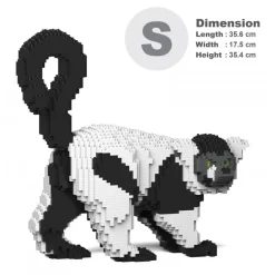 Jekca - Black and White Lemur 01S - Lego - Sculpture - Construction - 4D - Brick Animals - Toys - Avvenice