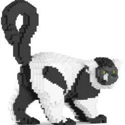 Jekca - Black and White Lemur 01 - Big - Lego - Sculpture - Construction - 4D - Brick Animals - Toys - Avvenice