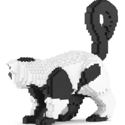 Jekca - Black and White Lemur 01 - Big - Lego - Sculpture - Construction - 4D - Brick Animals - Toys - Avvenice