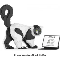 Jekca - Black and White Lemur 01 - Big - Lego - Sculpture - Construction - 4D - Brick Animals - Toys - Avvenice