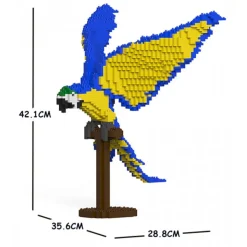 Jekca - Blue-and-Gold Macaw 02S - Lego - Sculpture - Construction - 4D - Brick Animals - Toys - Avvenice