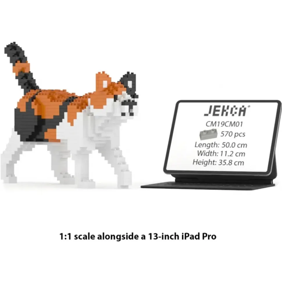 Jekca - Calico Cat Mini 01 - Big - Lego - Sculpture - Construction - 4D - Brick Animals - Toys - Avvenice