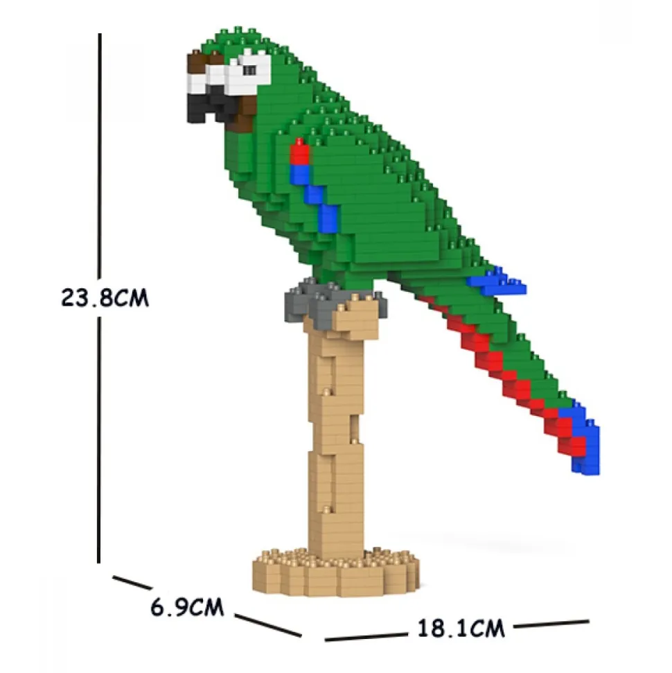 Jekca - Chestnut-Fronted Macaw 01S - Lego - Sculpture - Construction - 4D - Brick Animals - Toys - Avvenice