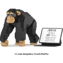 Jekca - Chimpanzee 02 - Big - Lego - Sculpture - Construction - 4D - Brick Animals - Toys - Avvenice