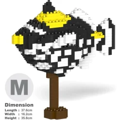 Jekca - Clown Triggerfish 01 - Big - Lego - Sculpture - Construction - 4D - Brick Animals - Toys - Avvenice