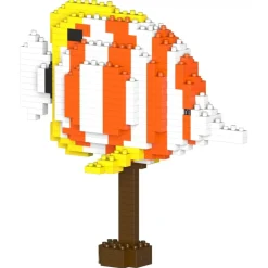 Jekca - Copper Banded Butterflyfish 01 - Big - Lego - Sculpture - Construction - 4D - Brick Animals - Toys - Avvenice