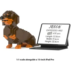 Jekca - Dachshund 03-M02 - Big - Lego - Sculpture - Construction - 4D - Brick Animals - Toys - Avvenice