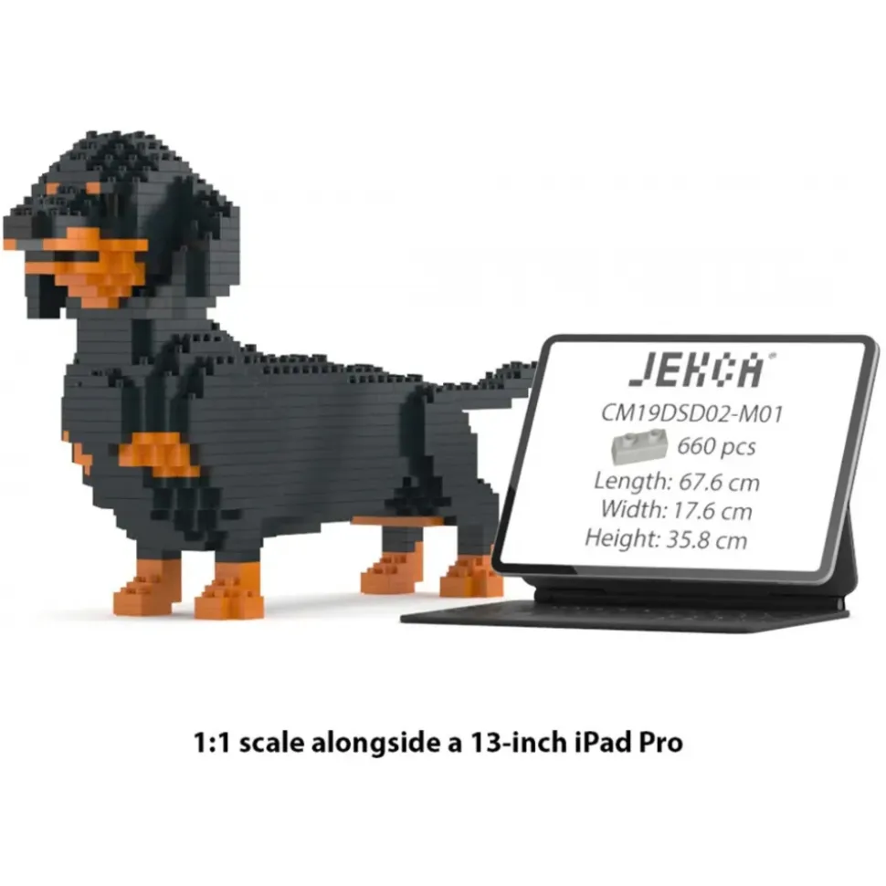 Jekca - Dachshund 02-M01 - Big - Lego - Sculpture - Construction - 4D - Brick Animals - Toys - Avvenice