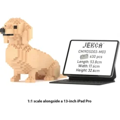 Jekca - Dachshund 03-M03 - Big - Lego - Sculpture - Construction - 4D - Brick Animals - Toys - Avvenice