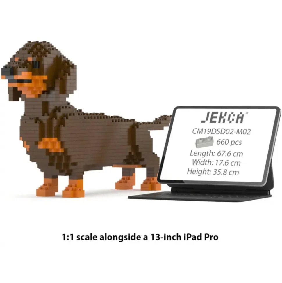 Jekca - Dachshund 02-M02 - Big - Lego - Sculpture - Construction - 4D - Brick Animals - Toys - Avvenice