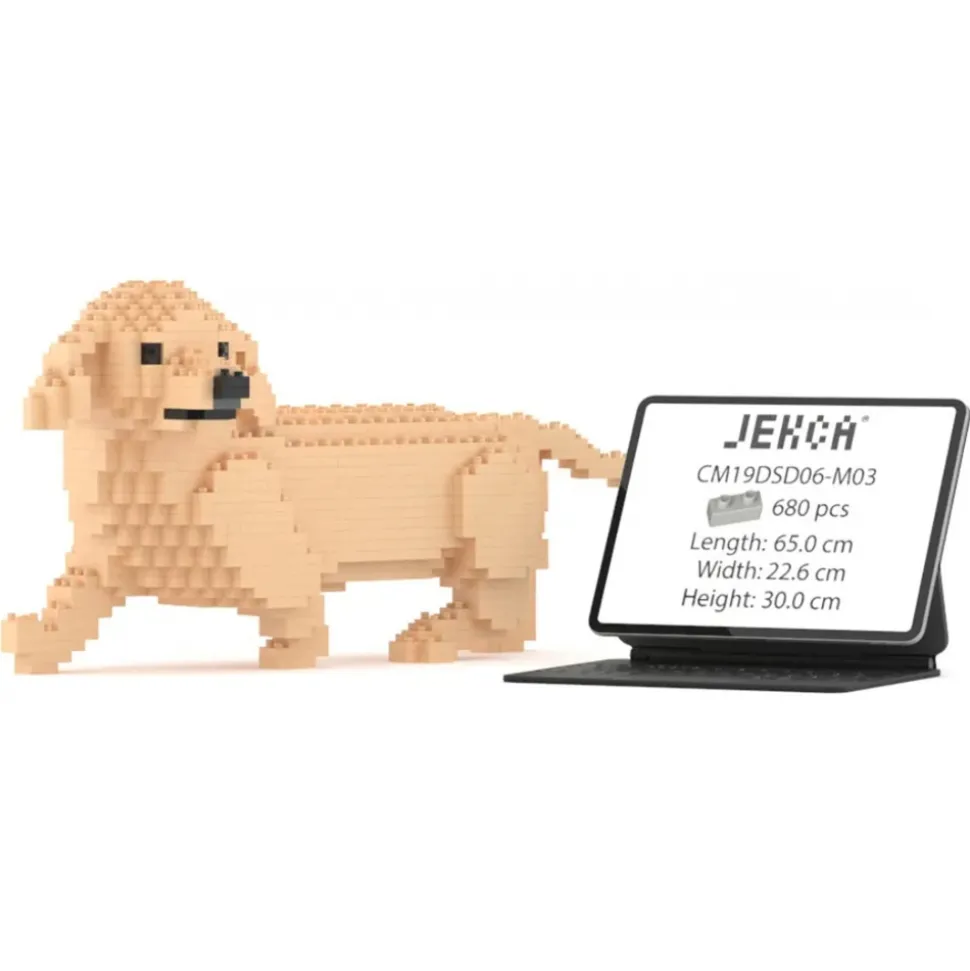 Jekca - Dachshund 06-M03 - Big - Lego - Sculpture - Construction - 4D - Brick Animals - Toys - Avvenice