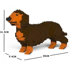 Jekca - Dachshund 01S-M02 - Lego - Sculpture - Construction - 4D - Brick Animals - Toys - Avvenice