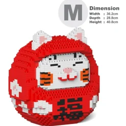 Jekca - Daruma Maneki Neko 01-M02 - Big - Lego - Sculpture - Construction - 4D - Brick Animals - Toys - Avvenice