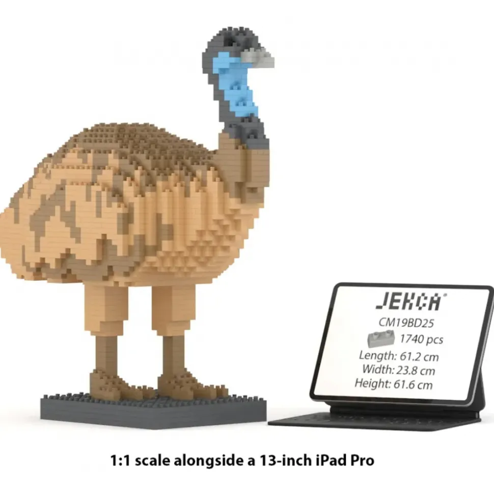 Jekca - Emu 01 - Big - Lego - Sculpture - Construction - 4D - Brick Animals - Toys - Avvenice