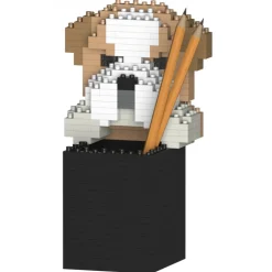 Jekca - English Bulldog Pencil Cup 01S - Lego - Sculpture - Construction - 4D - Brick Animals - Toys - Avvenice