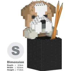 Jekca - English Bulldog Pencil Cup 01S - Lego - Sculpture - Construction - 4D - Brick Animals - Toys - Avvenice