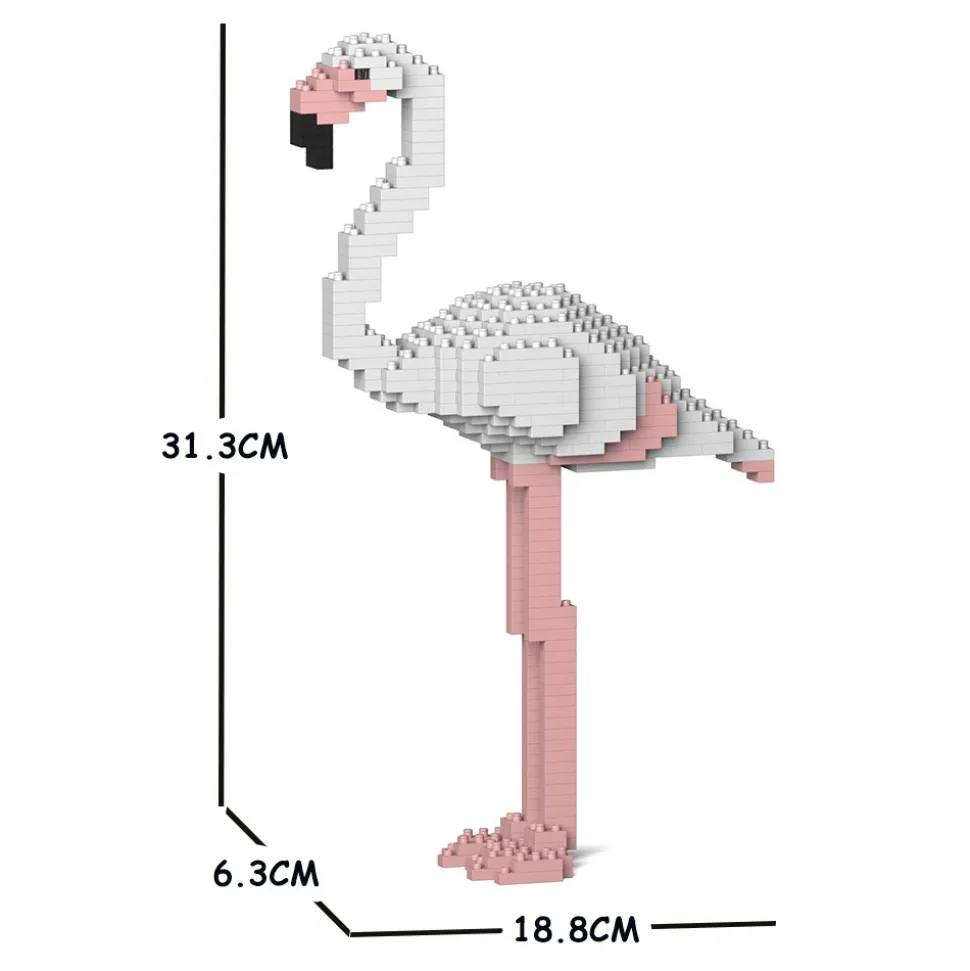 Jekca - Flamingo 01S-M01 - Lego - Sculpture - Construction - 4D - Brick Animals - Toys - Avvenice