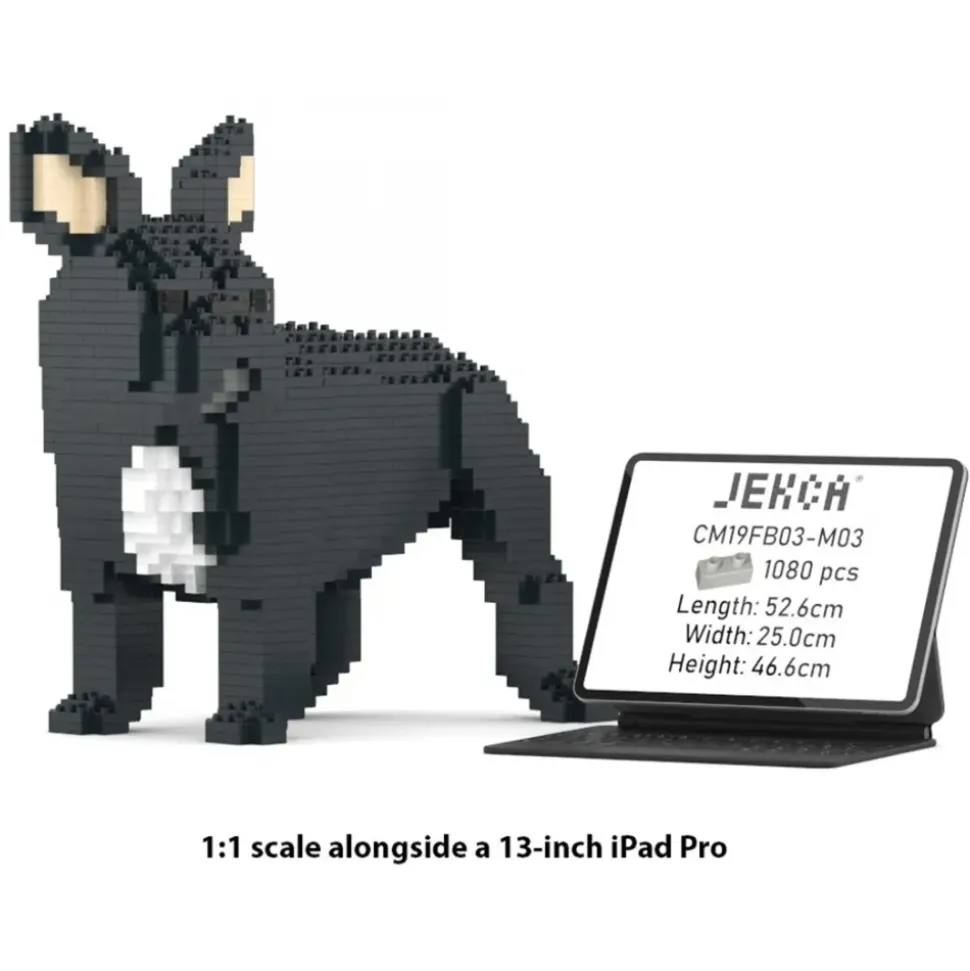 Jekca - French Bulldog 03-M03 - Big - Lego - Sculpture - Construction - 4D - Brick Animals - Toys - Avvenice