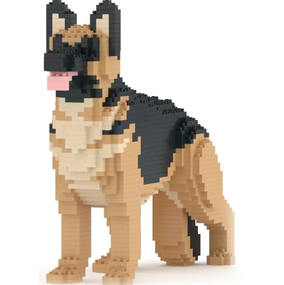 Jekca - German Shepherd 02 - Lego - Sculpture - Construction - 4D - Brick Animals - Toys - Avvenice