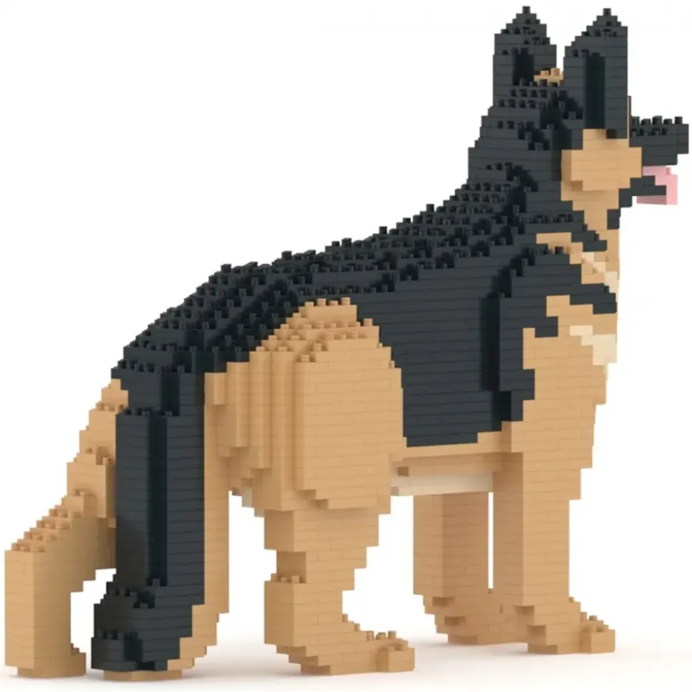 Jekca - German Shepherd 02 - Lego - Sculpture - Construction - 4D - Brick Animals - Toys - Avvenice