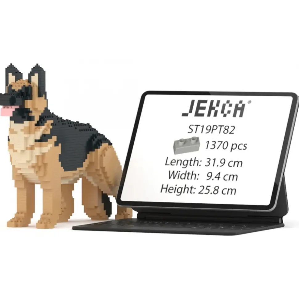 Jekca - German Shepherd 02 - Lego - Sculpture - Construction - 4D - Brick Animals - Toys - Avvenice
